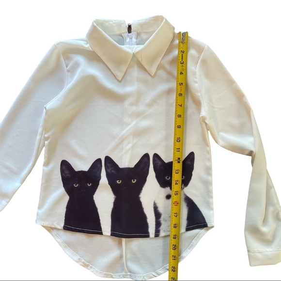 Cat Lady SHEIN 3 Little Kittens HiLo Helm Long Sleeves Shirt. Size XS - Picture 6 of 8